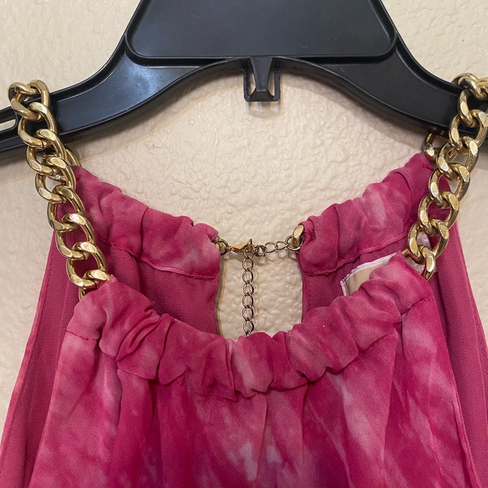 MICHAEL Michael Kors Pink Layered Blouse with Chain Straps - Picture 2 of 5